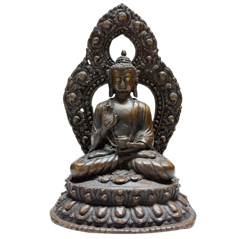 Paar nepalesische Bronze-Buddhas im Meditationsgestus (Dhyana Mudra), 19. Jahrhundert, Lot 462, mit Resten von Feuervergoldung, handgearbeitete Himalaya-Kunst, 2,8 kg Gesamtgewicht, 1stbuddha.