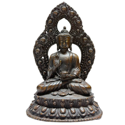 Paar nepalesische Bronze-Buddhas im Meditationsgestus (Dhyana Mudra), 19. Jahrhundert, Lot 462, mit Resten von Feuervergoldung, handgearbeitete Himalaya-Kunst, 2,8 kg Gesamtgewicht, 1stbuddha.