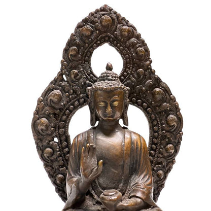 Nepalesische Buddha-Statuen aus Bronze, 19. Jahrhundert, Lot 462, Darstellung der Dhyana Mudra (Meditationsgeste), mit Resten originaler Feuervergoldung, handgearbeitete Sakralkunst, 1stbuddha.