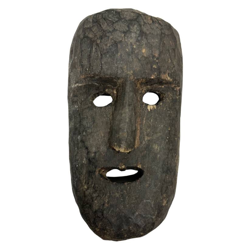 Nepalesische Holzmaske als Ritualobjekt aus handgeschnitztem Holz mit gewachsener Patina  