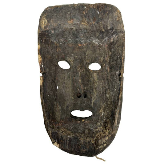 Nepalesische Holzmaske mit schmaler Form und ruhigem Gesichtsausdruck aus Holz  