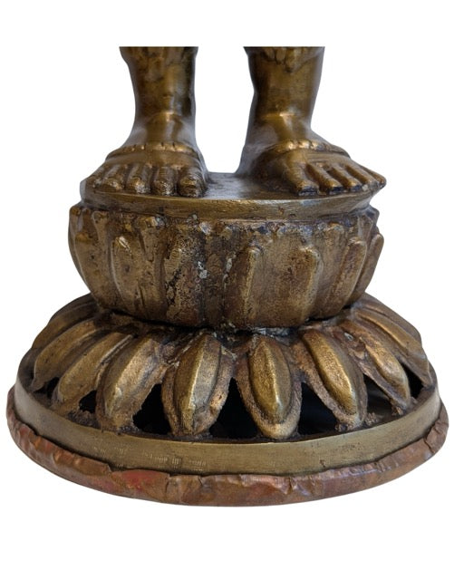 nepalesische tara bronze skulptur feuervergoldet stehende gottheit