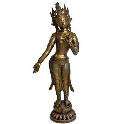 nepalesische tara bronze skulptur feuervergoldet stehende figur 78 cm