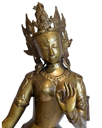 nepalesische tara bronze skulptur stehende figur auf lotus