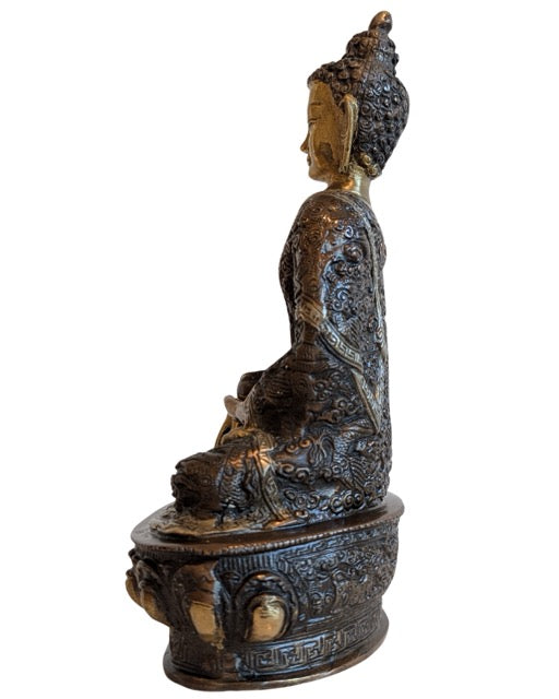 nepalesischer buddha bhumisparsha mudra bronze skulptur hohlguss tradition