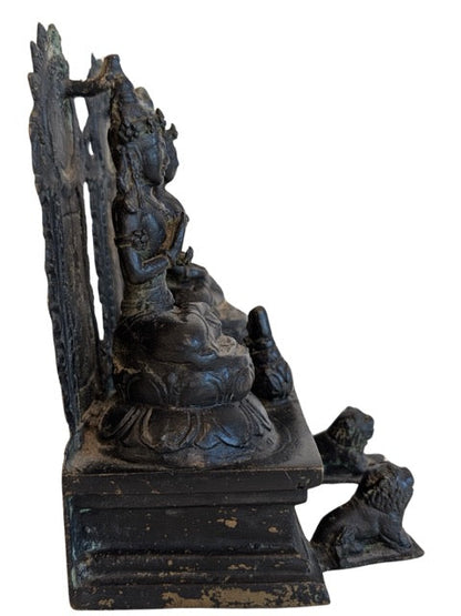nepalesisches hausaltar shiva parvati bronze skulptur mit lotus basis
