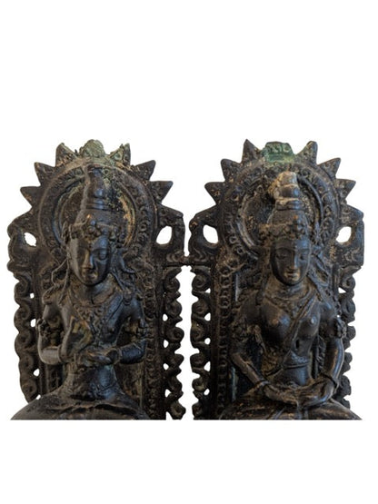 nepalesisches hausaltar shiva parvati bronze skulptur traditionelle hohlguss technik