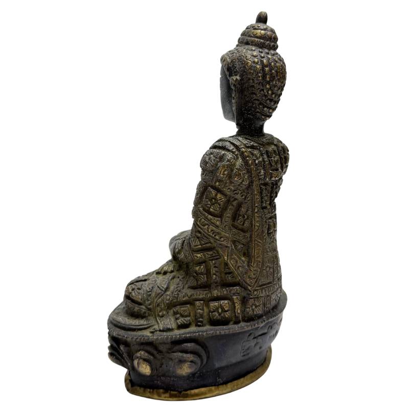 Harmonisches Paar nepalesischer Meditations-Buddhas, feuervergoldete Bronze, Lot 457, frühes 20. Jahrhundert, Abhaya Mudra, 18,5 cm hoch, 3,2 kg Gesamtgewicht, Newar-Stil aus Patan, 1stbuddha Expertise.