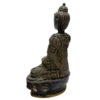 Harmonisches Paar nepalesischer Meditations-Buddhas, feuervergoldete Bronze, Lot 457, frühes 20. Jahrhundert, Abhaya Mudra, 18,5 cm hoch, 3,2 kg Gesamtgewicht, Newar-Stil aus Patan, 1stbuddha Expertise.
