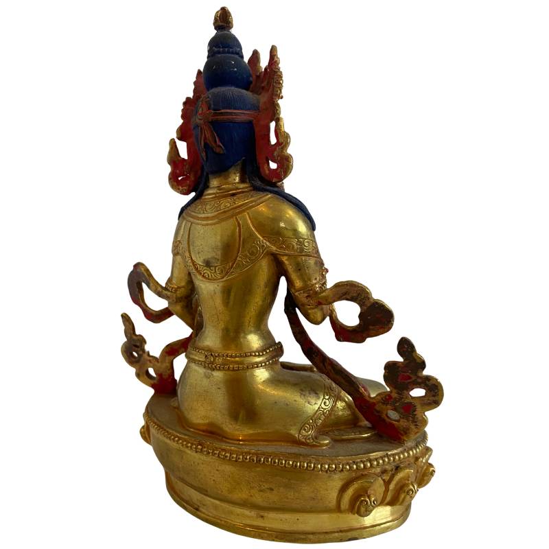 Antike Weiße Tara aus Bronze in der Newar-Tradition, Nepal, feuervergoldet mit polychromen Details