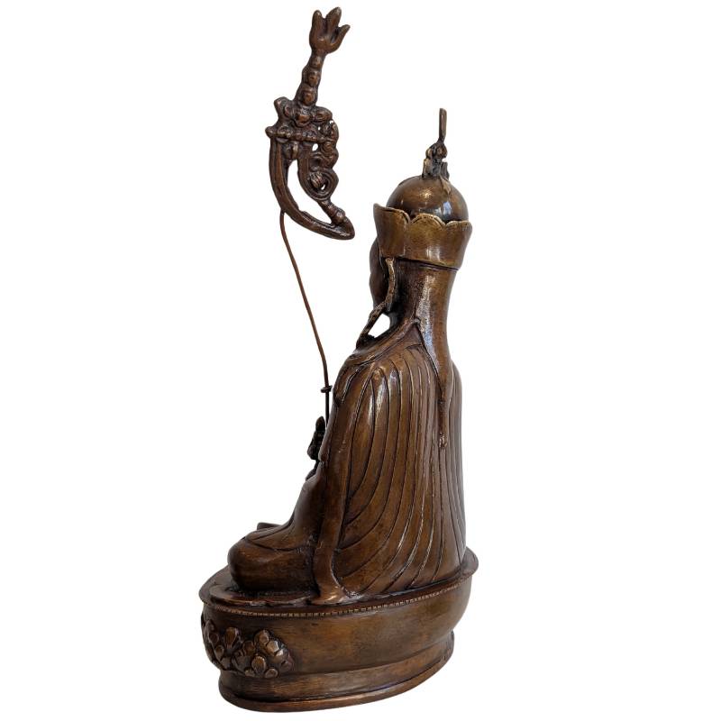 Padmasambhava Ritualfigur Tibet Bronze mit Feuervergoldung und traditioneller Ikonografie
