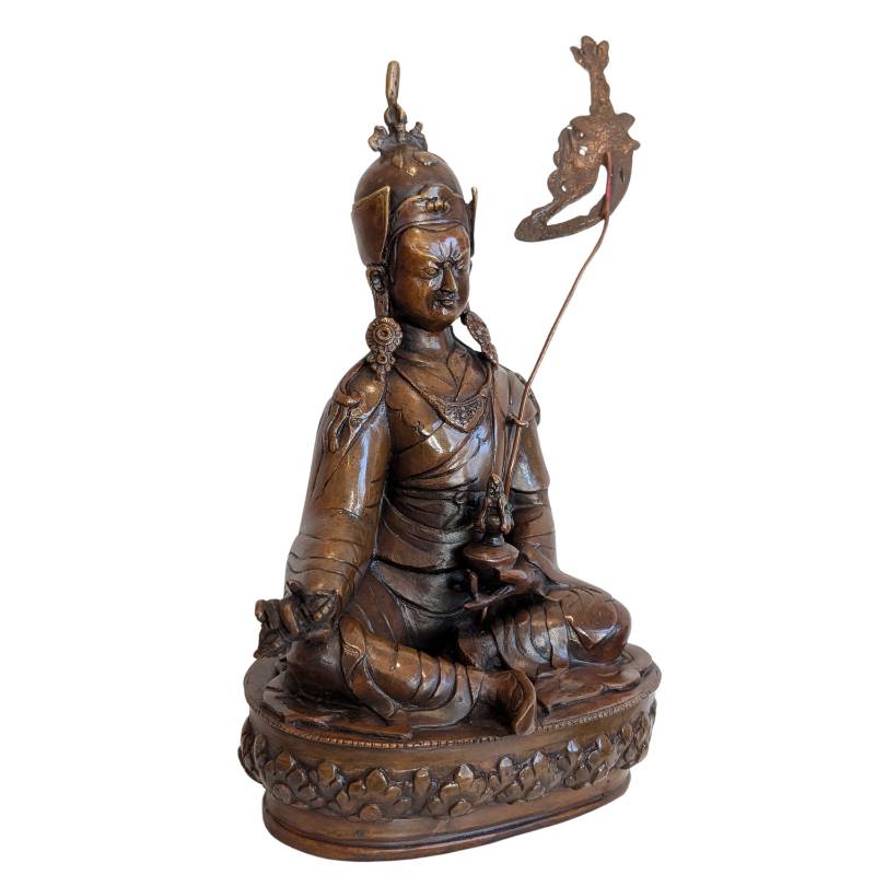 Padmasambhava Tibet Bronze Figur mit Khatvanga Stab und Vajra Mudra traditionelle Darstellung