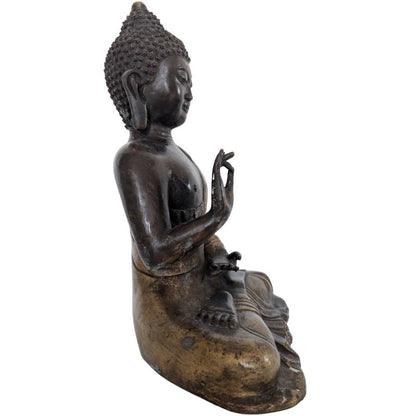 Handgegossene chinesische Buddha-Statue aus Bronze (Qing-Dynastie)