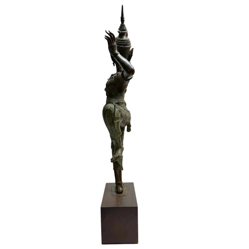 Großformatige Rama Figur aus Bronze, Thailand, 83 cm Monumentalgröße, 12,2 kg schwer, auf Holzsockel, dunkle Edelpatina, detailreiche thailändische Gusskunst, Lot 445, 1stbuddha.