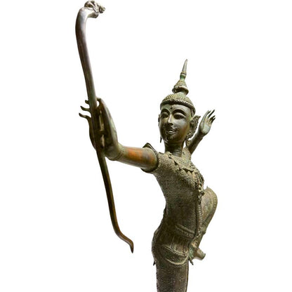 Exklusives Sammlerobjekt: Große thailändische Rama Figur aus Bronze, 83 cm hoch, 12,2 kg, auf Holzsockel montiert, gewachsene dunkle Patina, Lot 445, 1stbuddha.