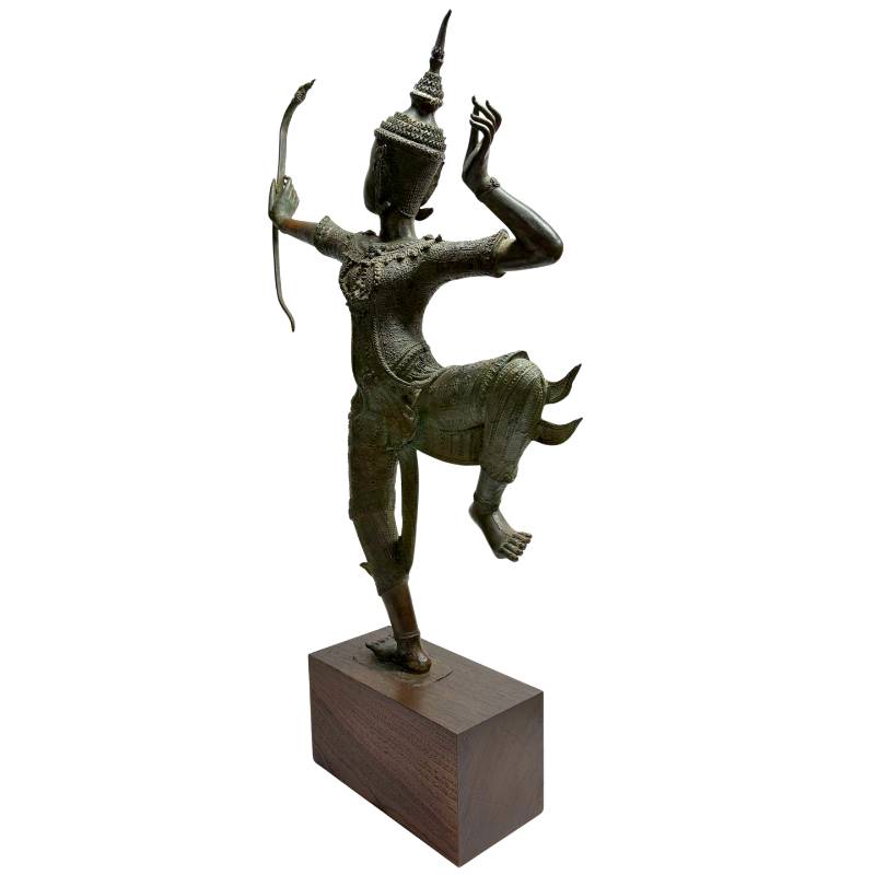 Bedeutende thailändische Kunst: Rama Skulptur aus Bronze, 19. Jahrhundert Stil, 83 cm hoch, 12,2 kg, auf Holzsockel, meisterhafte Ziselierung von Krone und Gewand, Lot 445, 1stbuddha.