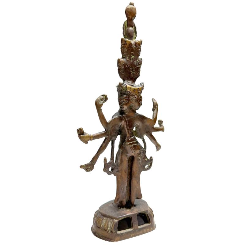 Rückansicht der massiven 1,6 kg schweren Avalokiteshvara Bronze-Figur.