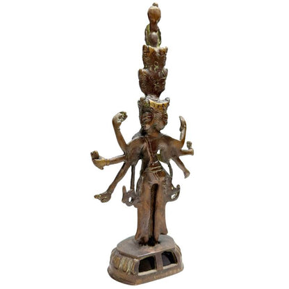 Rückansicht der massiven 1,6 kg schweren Avalokiteshvara Bronze-Figur.