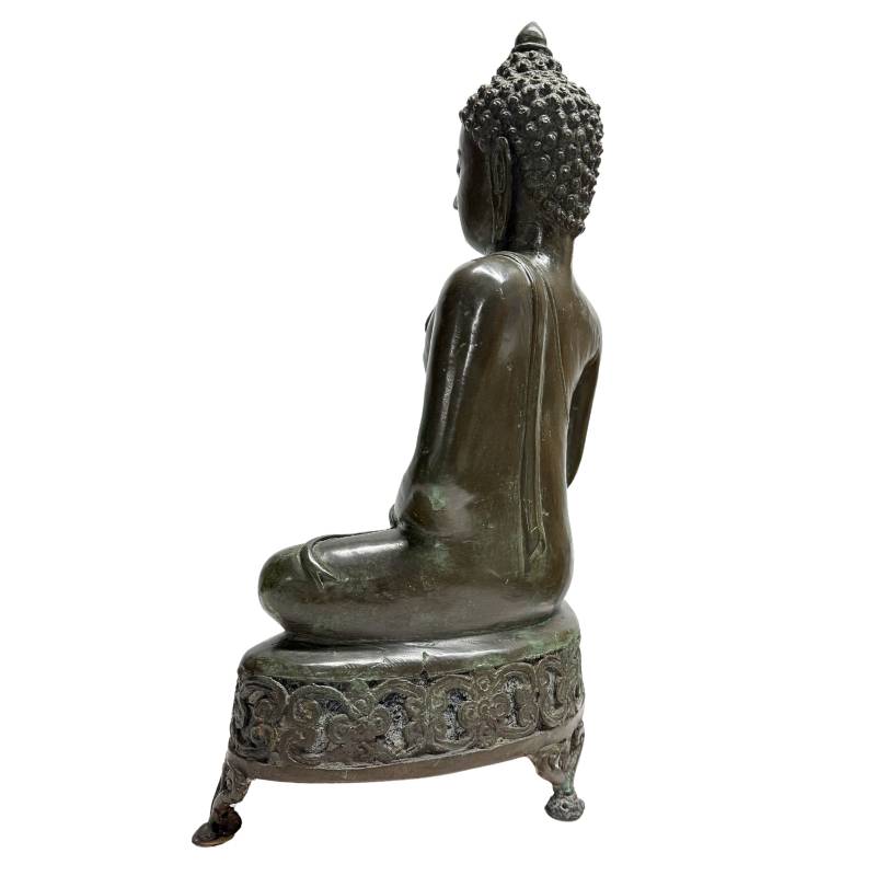 Rückansicht der 52 cm hohen thailändischen Bronze-Statue.