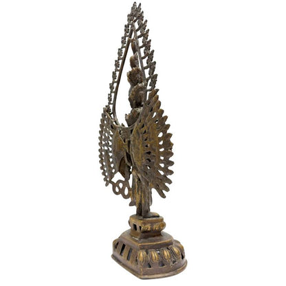 Sahasrabhuja Avalokiteshvara Bronzeskulptur, 49 cm stehende Figur, Lot 461, elf Köpfe und tausend Arme, Reste originaler Feuervergoldung, 4,2 kg schwere nepalesische Ritualkunst, 1stbuddha.
