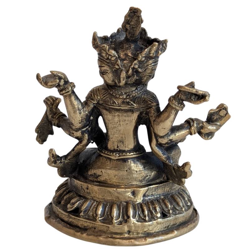 Schutzgöttin Ushnishavijaya Bronze mit Lotusbasis und natürlicher Patina