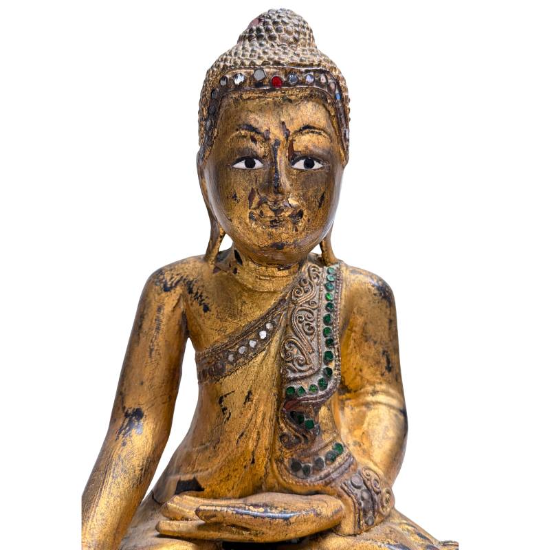 Seitenprofil der Statue zur Darstellung der plastischen Tiefe und Vergoldung.