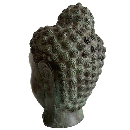 Serene Buddha Kopf Skulptur aus thailändischer Bronze
