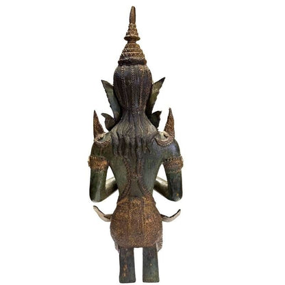 Paar antike thailändische Tempelwächter aus Bronze, Anjali Mudra (Grußgeste), 56 cm hoch, 15 kg Set, 19. Jahrhundert mit Feuervergoldung, Lot 433, 1stbuddha.