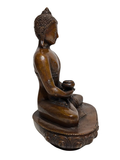 Shakyamuni Buddha Bronze mit Resten von Vergoldung Himalaya