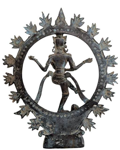 Shiva Nataraja Bronze Figur Indonesien Patina