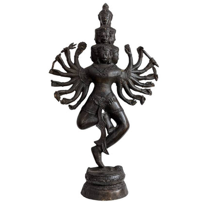 shiva nataraja kosmischer taenzer grosse bronze figur thailand stil