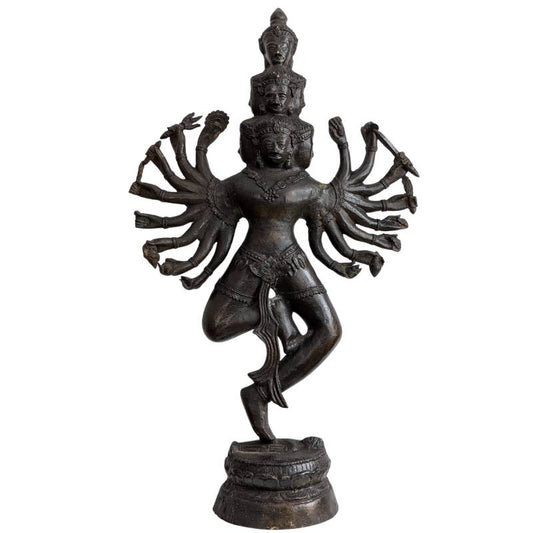 shiva nataraja kosmischer taenzer grosse bronze figur thailand stil