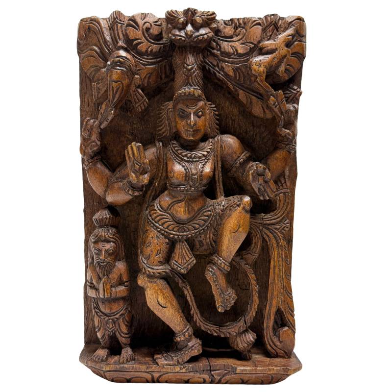 Shiva Nataraja Holzrelief Südindien kosmischer Tanz
