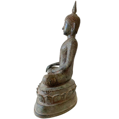 Antike siamesische Buddha-Statue in hochwertiger Bronze-Ausführung