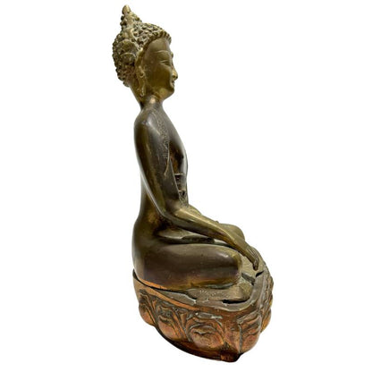 Sino tibetische Bronze Buddha Statue Bhumisparsha Mudra traditionell gefertigt