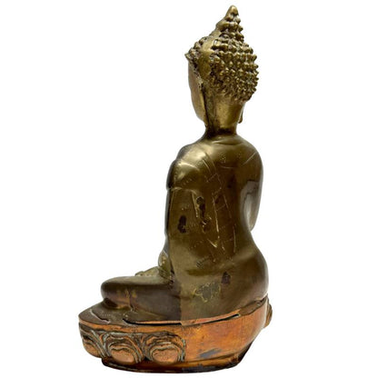 Sino tibetische Buddha Bronze Statue Bhumisparsha Mudra traditionelles Kunstwerk