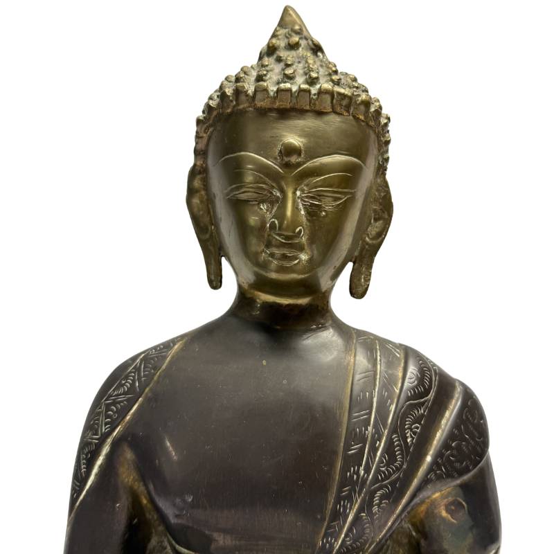 Sino tibetische Buddha Statue Bronze Bhumisparsha Mudra antikes Andachtsobjekt