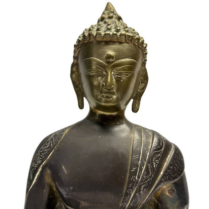 Sino tibetische Buddha Statue Bronze Bhumisparsha Mudra antikes Andachtsobjekt