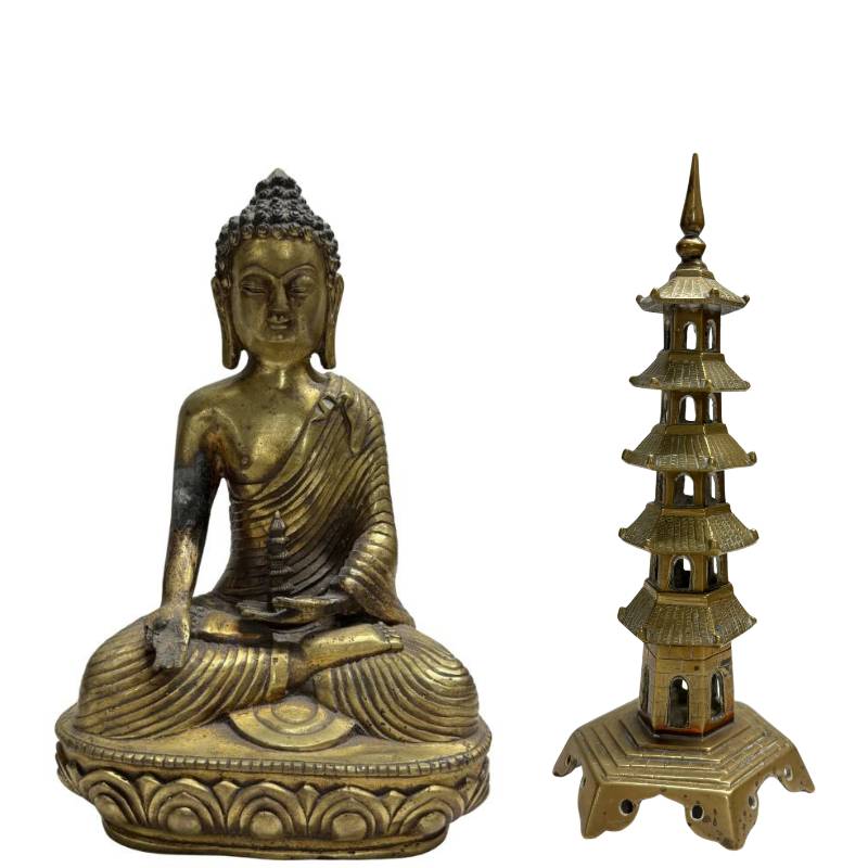 Antike sino-tibetische Medizin-Buddha Statue (Bhaisajyaguru) aus massiver Bronze, 23 cm hoch