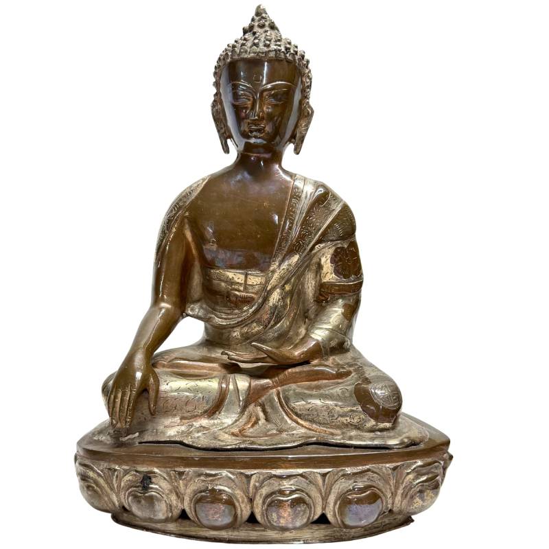 buddha bronze bhumisparsha mudra ornamentgravur statue