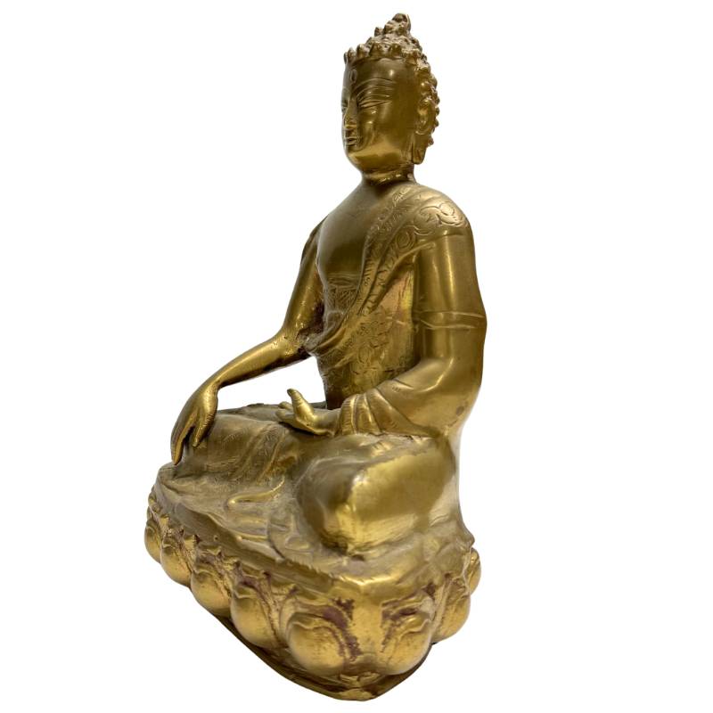 Sitzender Buddha aus vergoldeter Bronze
