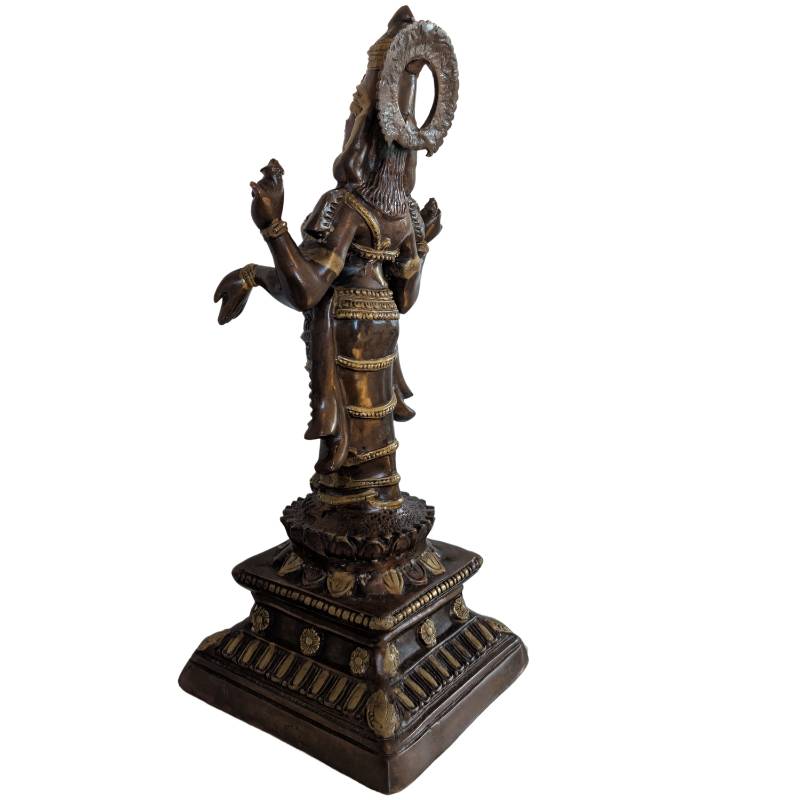 Südindien Lakshmi Bronze Statue – Göttin des Reichtums Hindu | 1stBuddha