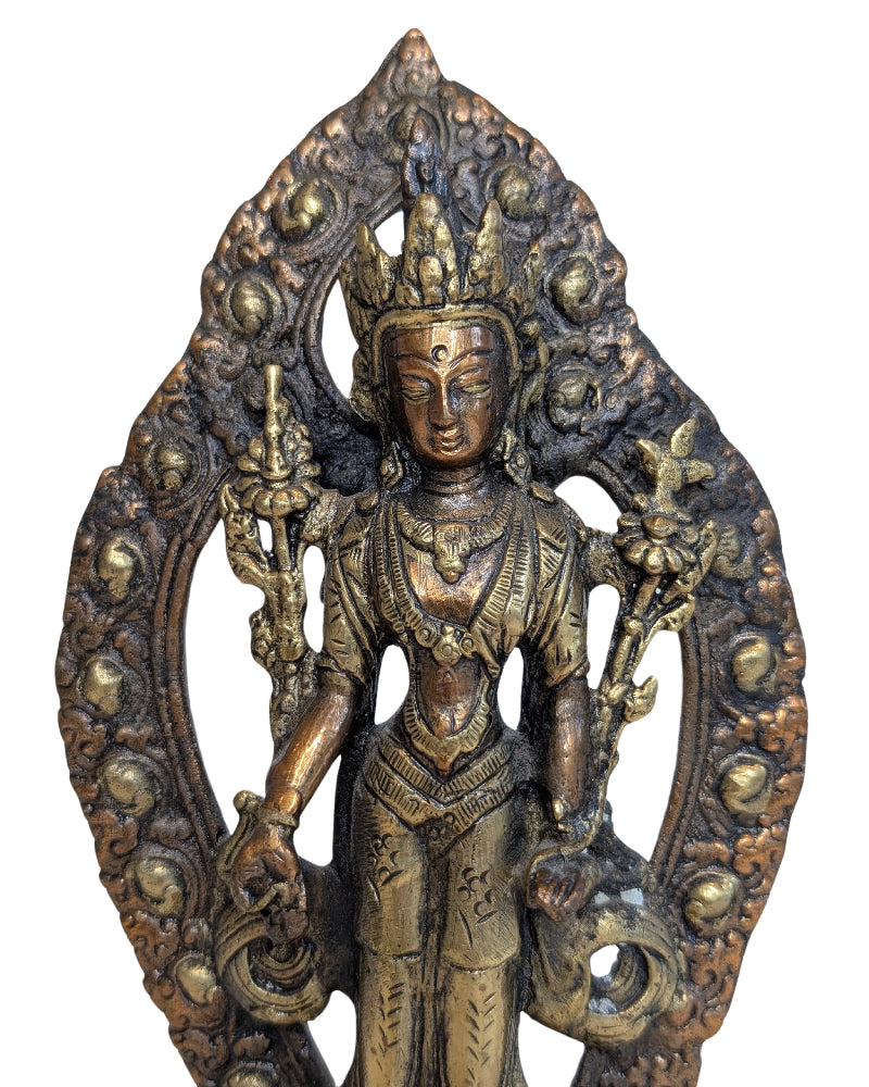 Tara Bronze Himalaya feuervergoldet auf Lotusfigur