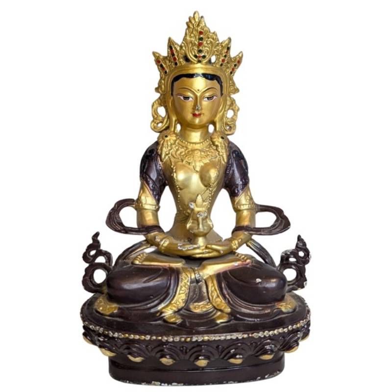 Tara Figur aus Metall dekorativ goldfarben Himalaya Stil