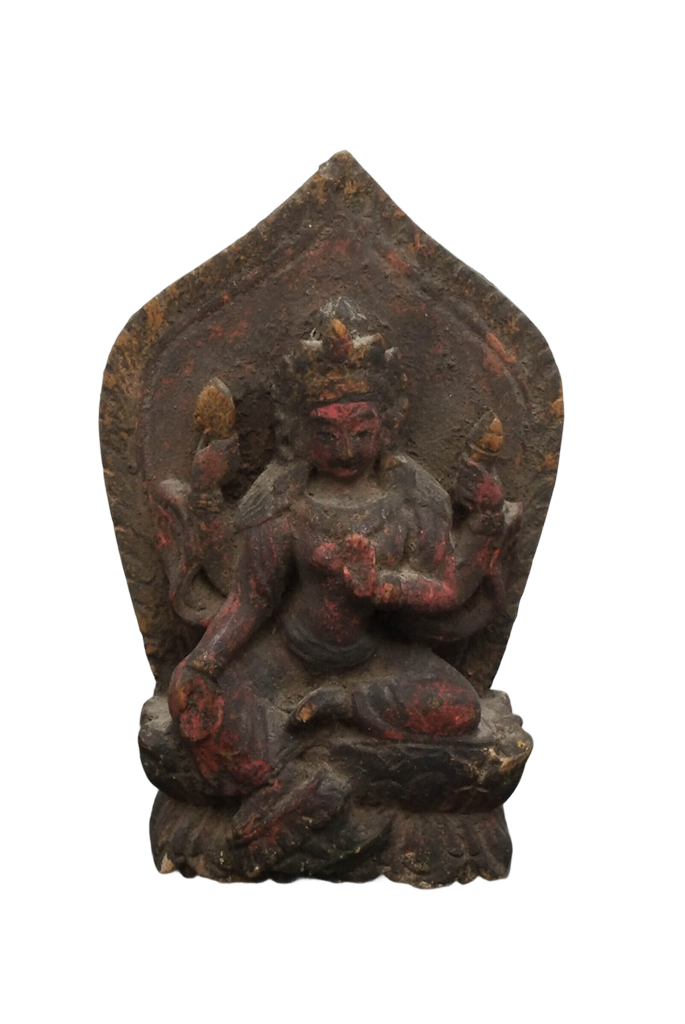 Tara Holzfigur Himalaya 19 Jahrhundert buddhistische Figur