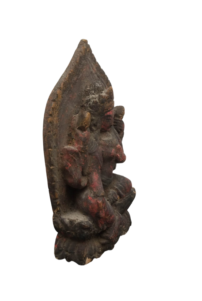 Tara Holzfigur Himalaya mit natürlicher Patina