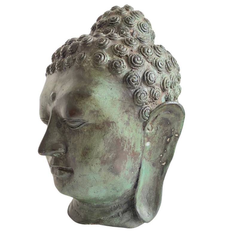 Buddha Kopf aus thailändischer Bronze für Meditation