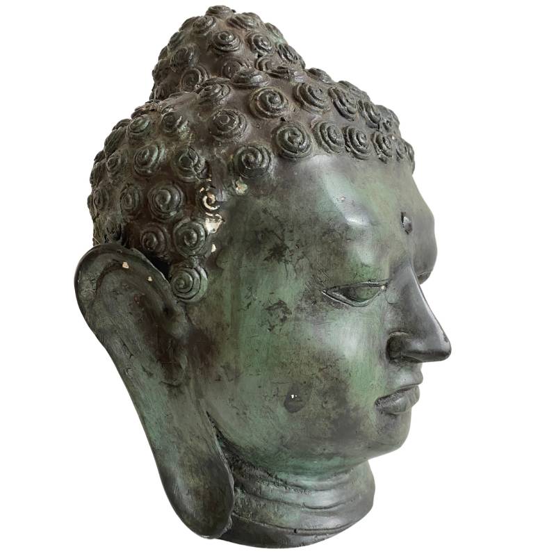 Buddha Kopf aus Bronze aus Thailand mit ruhiger Ausstrahlung