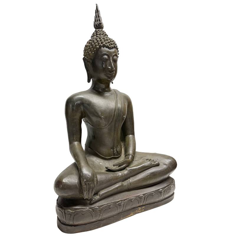 Massive thailändische Bronze-Statue mit 12,6 kg Gewicht, schwere Galerie-Qualität.