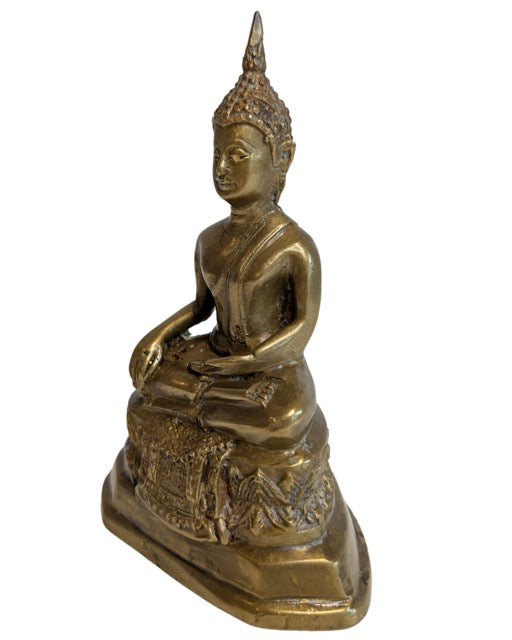 thai buddha bhumisparsha mudra bronze skulptur devotionsobjekt